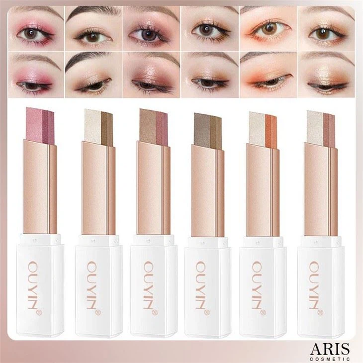 2 Colors Gradient Eyeshadow Stick Matte Glitter Shimmer Eyeshadow Gradient Makeup Sticks